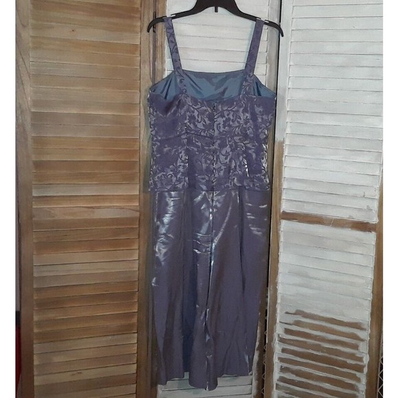 Davids Bridal-Formal Dress-Size 12-Two Piece Dress/Open Blazer-Shiny Grey-Beaded - Picture 4 of 10